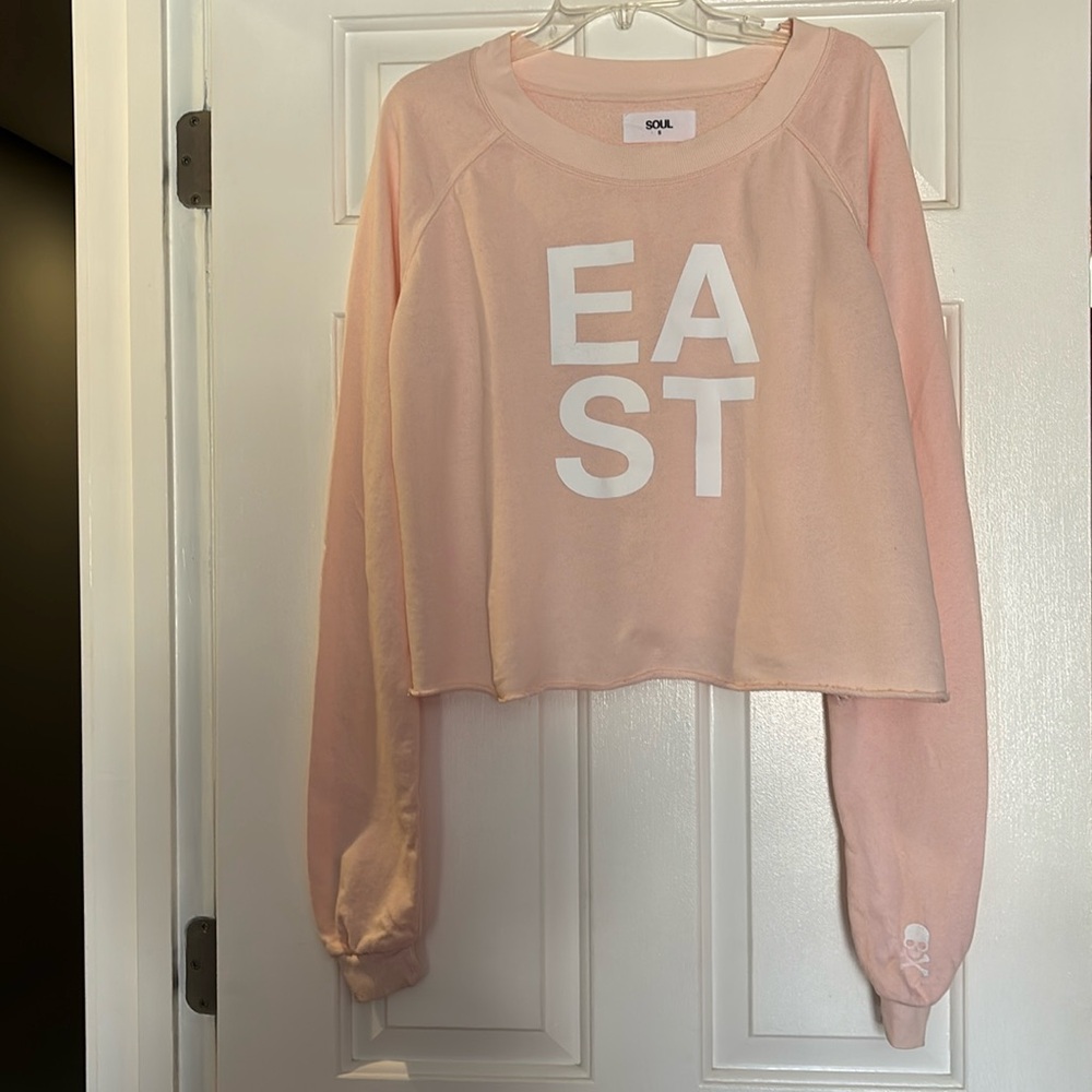 SoulCycle crop sweatshirt, pink, size small